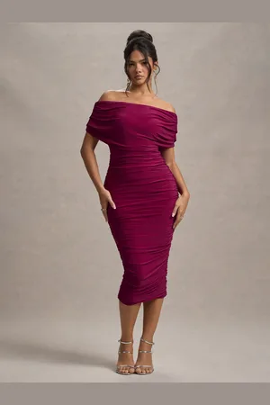 Club L Rayleigh Bardot Ruched Midi Kjole46