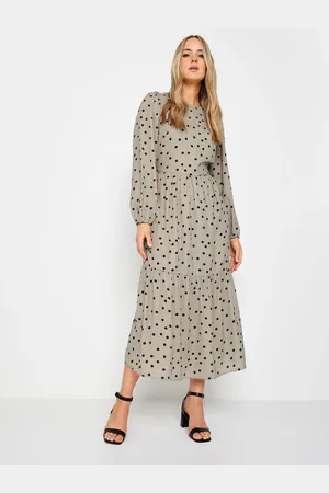 Long Tall Sally Prikker Tryk Tiered Midi Kjole42 Høj