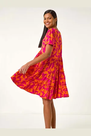 Roman Shadow Blomster Tiered Kittel Kjole40