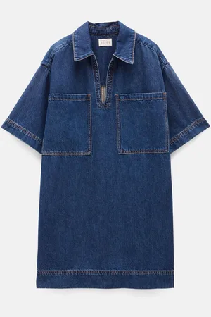 Hush Puppies Alma Denim Contrast 100% Cotton T-Shirt Dressxsmall