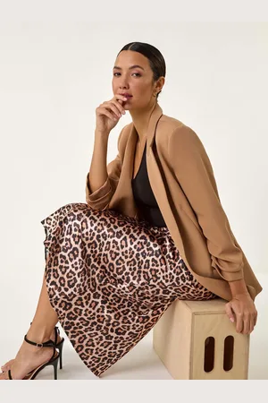 Roman Woven Animal Print Satin Skirt44