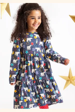 Frugi Blue Polar Bear All Over Print Dress3 - 4 år (98 - 104cm)