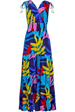 Joe Browns Leaf Tryk Slips Shoulder Shirred Waist Maxikjole46