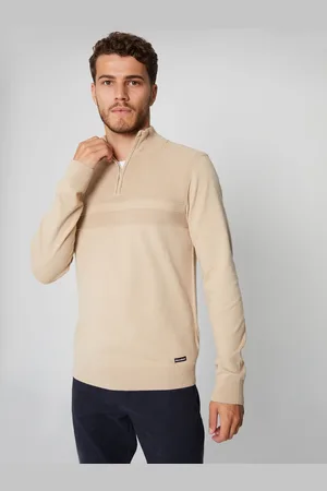 Threadbare Rib Detail Knitted Quarter Zip JumperXXL