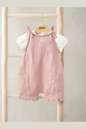 Mamas & Papas Pink Crinkle 100% Cotton Romper & Bodysuit Set50cm
