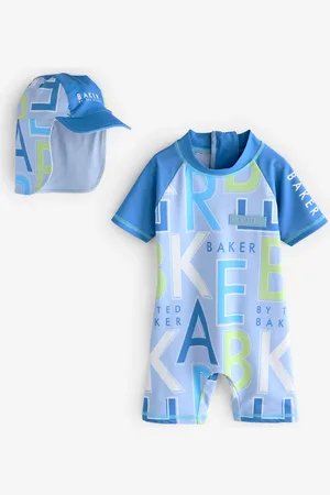 Ted Baker Blue Sunsafe Swimsuit and Hat Set8692cm