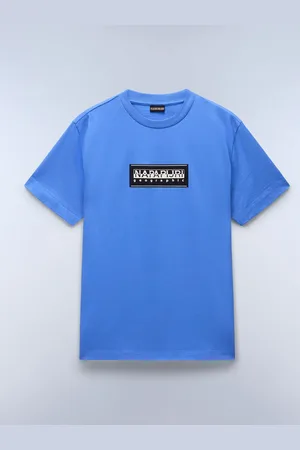 Napapijri Blå Box Logo Kortærmet 100% Bomuld T-shirtmedium