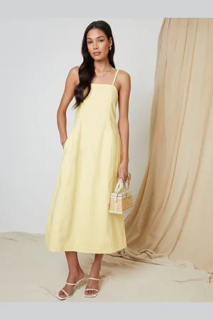 Threadbare Linen Blend Square Neck Midi Dress42