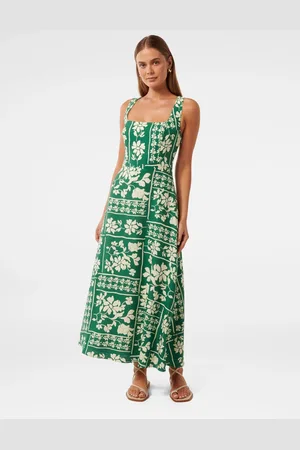 Forever New Tori Square Neck Midi Dress with A Touch Of Linen42