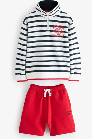 Superdry Stripe Half Zip Title - Sæt med top og shorts122128cm
