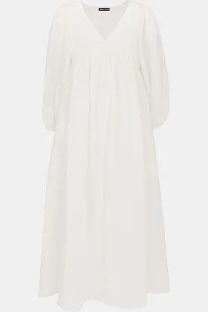 Whistles Gloria Linen Blend White Dress34