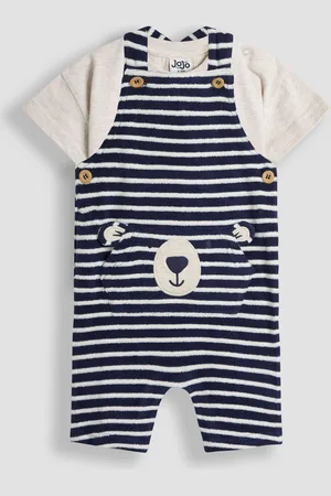 JoJo Maman Bébé Bear Appliqué Dungarees and T-Shirts Set 2 Piece7480cm