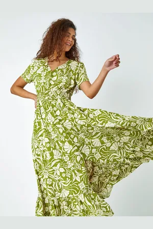 Roman Floral Print Button Detail Maxi Dress48