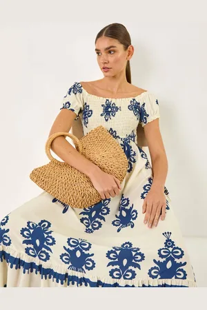 Roman Bardot Shirred Maxi Dress40