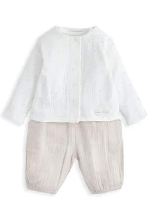 Mamas & Papas Welcome To The World 100% Cotton Brown Jacket Bodysuit & Trousers Outfit Set50cm