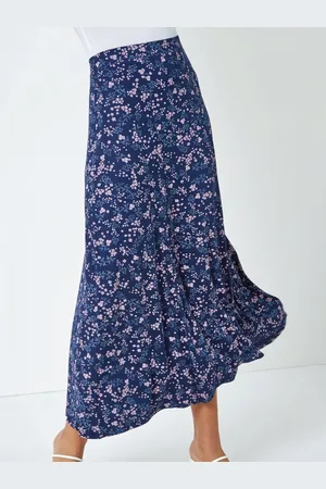 Roman Floral Print Stretch Midi Skirt42