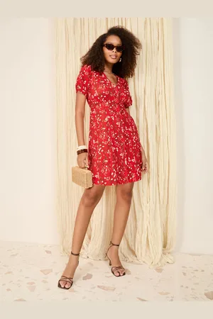 Friends Like These Textured Button Through V-Neck Mini Dress48