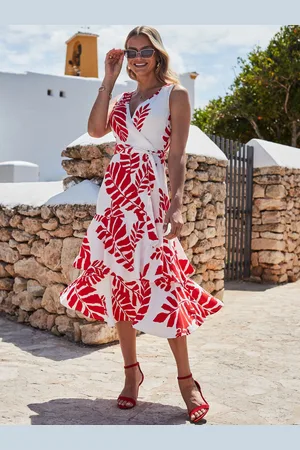 Sosandar Palm Print Midi Wrap Dress46