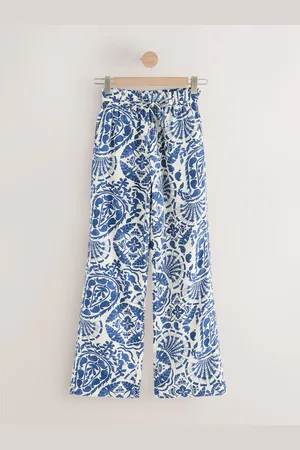 Next Tie Waist Wide Leg Linen Blend Trousers40