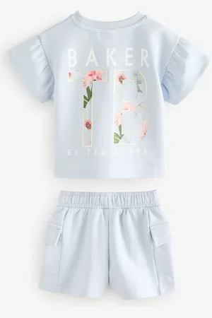 Ted Baker Blue Frill Sleeve Top and Cargo Shorts Set110116cm