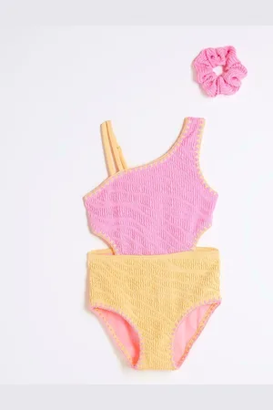 River Island Girls Blocked Textured Swimsuit7 - 8 år (122 - 128cm)