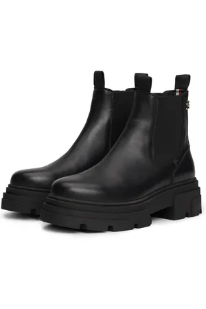 Tommy Hilfiger Combat Leather Low Chelsea Black Boots