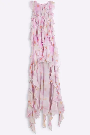 River Island Floral Print Ruffle Maxi Dress36