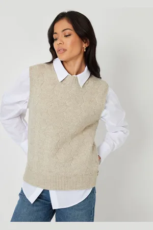 Threadbare High Neck Basket Stitch Knitted Vest38