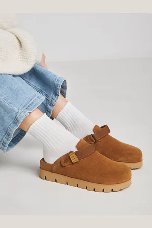 Simply Be Suede Chunky Mules In Extra Wide Fit