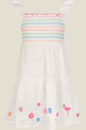 Accessorize Girls 100% Cotton Floral Embroidered Dress7 - 8 år (122 - 128cm)