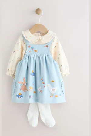 Next Baby Pinafore Langærmet Sparkedragt & Strømpebukser Sæt (0måneder-2år)6268cm