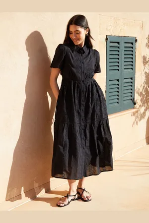 Threadbare 100% Cotton Short Sleeve Collared Broderie Maxi Shirt Dress44