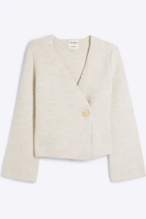 River Island Langærmet Asymetric Button CardiganM