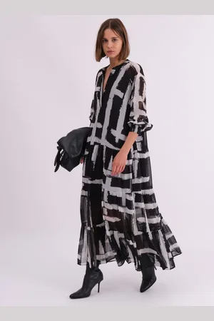 Religion Sunset Maxi Skjortekjole With A Tiered Boho Style Nederdele In Abstract Tryk36