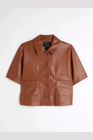 River Island Faux Leather Short Sleeve Shirt34