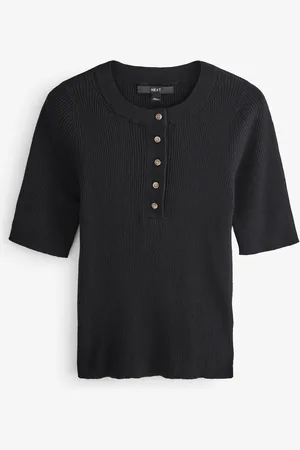 Next Button Up Rund hals Kortærmet Top Med Hør2XL Reg