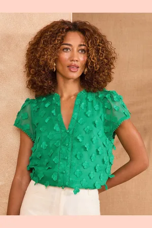 Love & Roses 3D bluse med flagrende ærmer44