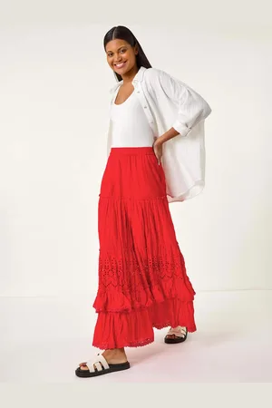 Roman Broderie Tiered 100% Cotton Maxi Skirt44