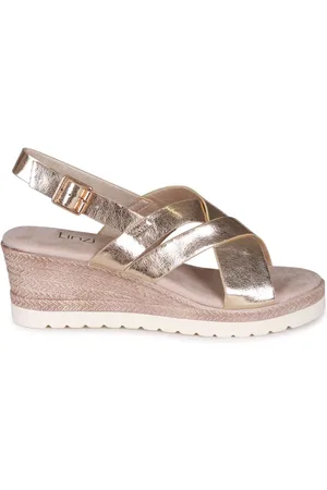 Linzi Myla Sling Back Wedge Espadrille Sandals With Cross Over Front Strap