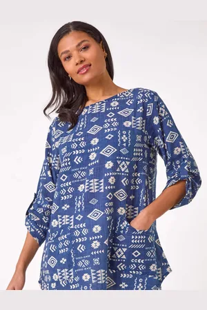 Roman Longline Print Tunic 100% Cotton Top44