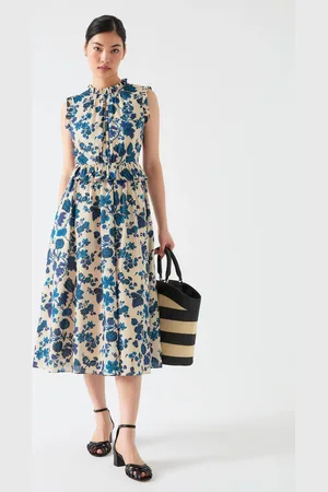 LK Bennett Isolde 100% Cotton Voile Dress With Frill Detailing46