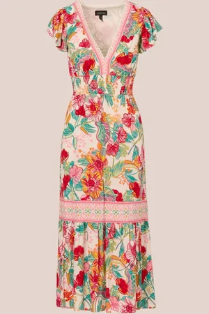 Adrianna Papell Pink Printed Midi Dress42