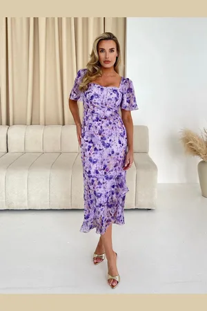 Girl in Mind Heidi Floral Print Burnout Ruched Midi Dress42