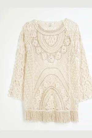 River Island Crochet 100% Cotton Tunic DressS