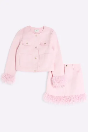 River Island Girls Feather Denim Jacket Set11 - 12 år (146 - 152cm)