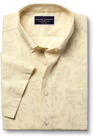 Charles Tyrwhitt Slim Fit Short Sleeve Non-Iron 100% Cotton Leaf Print ShirtX-Large