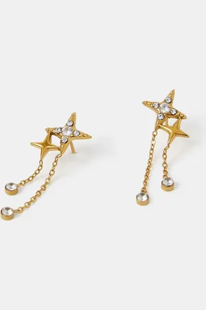 Accessorize 14ct Plated Sparkle Star Chain Earringsen