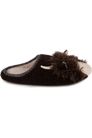Totes Highland Cow Mens Novelty Winter Mule Slippers