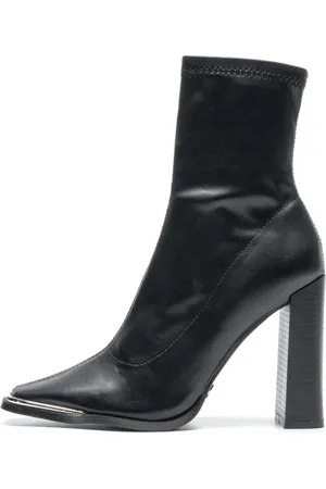 Novo Zapcle Metal Toe Detail High Block Heel Sock Boots