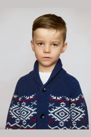 The Little Tailor Kids Brown Aztec Chunky Knit Jul Cardigan4 - 5 år (104 - 110cm)